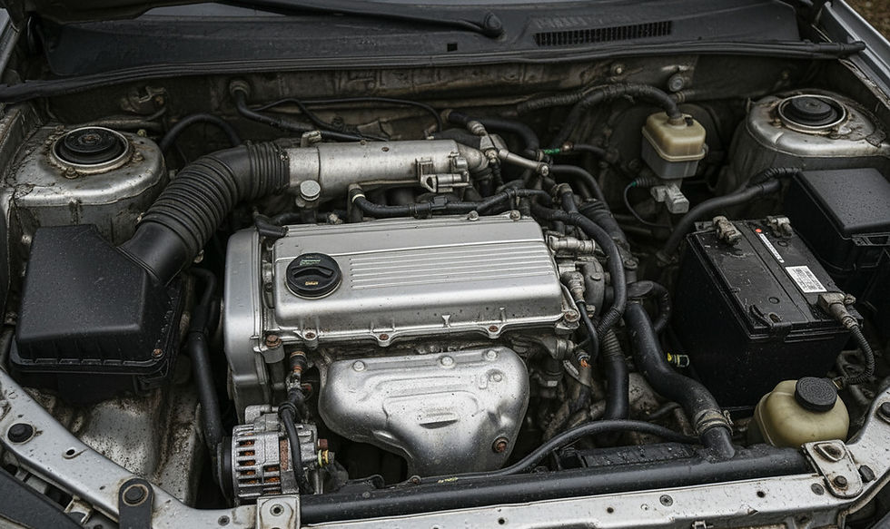 A cleaned engine bay