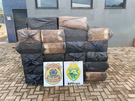Polícia Federal e BPFRON apreendem caixas de cigarros na cidade de Guaíra/PR