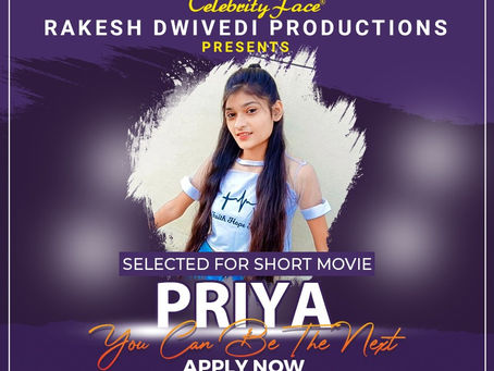 Priya is Selected for the Celebrity Face Short Video Shoot.