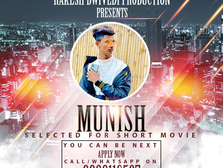 Munish is Selected for the Celebrity Face Short Video.