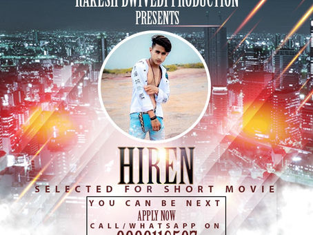 Hiren is Selected for the Celebrity Face Short Video