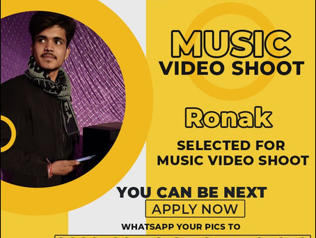 Ronak Selected for the Celebrity Face Music Video Shoot