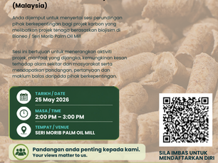 JEMPUTAN KE SESI PERUNDINGAN PIHAK BERKEPENTINGAN TEMPATAN BAGI CADANGAN PROJEK KARBON MELALUI PEMULIHAN SISA BIOJISIM, PENGELUARAN BRIKUET DAN PENGHASILAN BIOCHAR