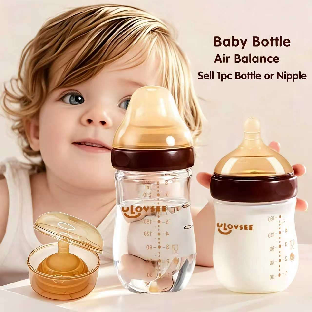 Premium Borosilicate Glass Baby Bottle (120ml / 160ml / 240ml) – Anti-Colic Ai