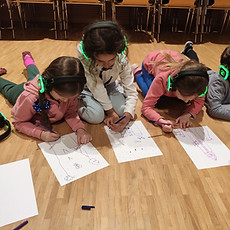 Kids taking part in a Sound and Storytelling Workshop, delivered by The Audio Story Company at The International School of Zug and Luzern