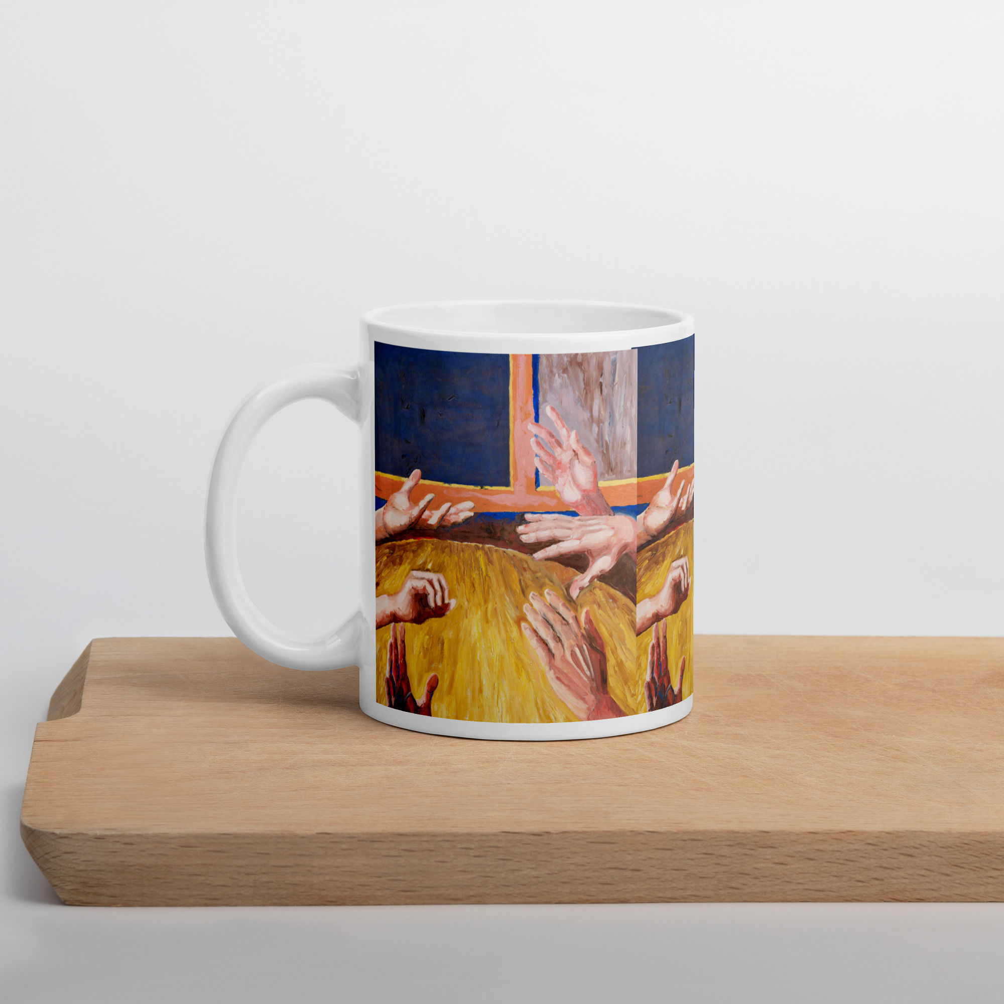 Hands 1 on White Glossy Mug