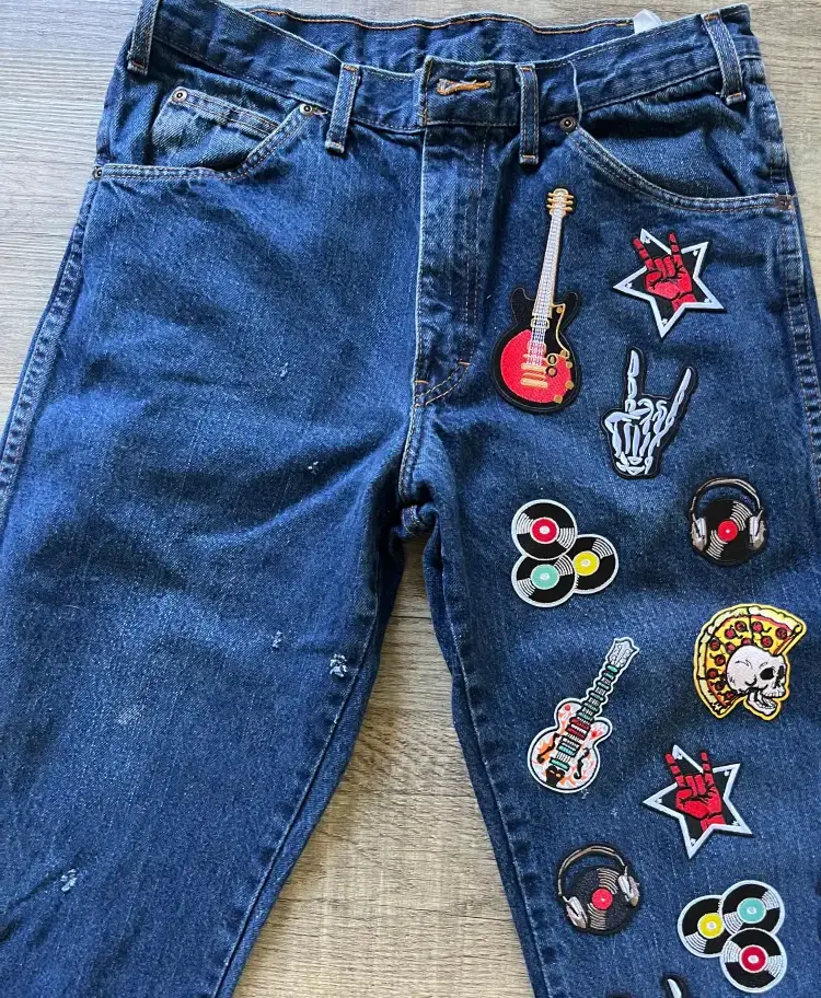 Dickies jeans with rock-n-roll patchwork