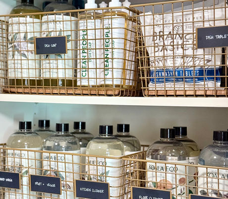Laundry supplies organized in Neat Method wire baskets by KO Luxury Organizing in Snowmass, CO