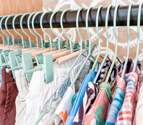 Kids' clothing organized on Mustard Made hangers by KO Luxury Organizing on the Big Island, Hawaii