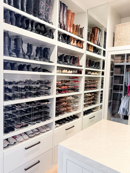 Custom closet organization with shoe shelving — Cherry Hills Village, CO, by KO Luxury Organizing