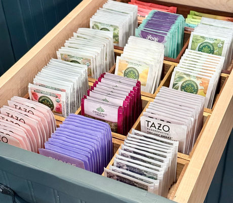 Tea drawer organization with sorted tea bags by KO Luxury Organizing in Snowmass, CO