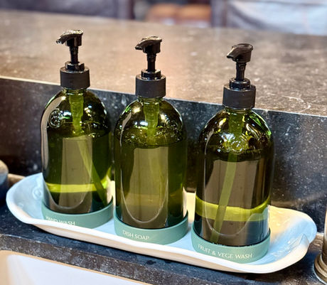 Koala refillable hand soap dispensers styled on a kitchen tray by KO Luxury Organizing in Snowmass, CO