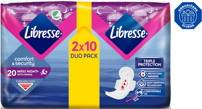 Libresse higijenski ulošci Maxi Goodnight 20/1 – noćni ulošci za zaštitu i udobnost, online kupnja i dostava na luroni.hr