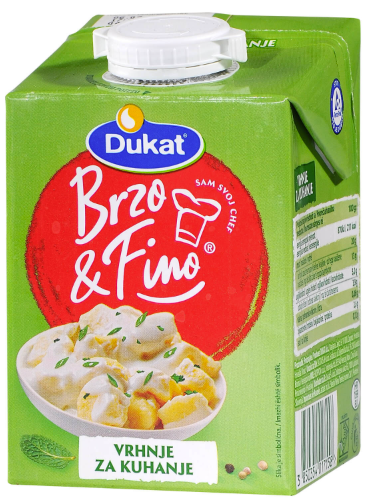 Brzo i Fino vrhnje za kuhanje pakiranje 500g dostava Rijeka i okolica Luroni.hr