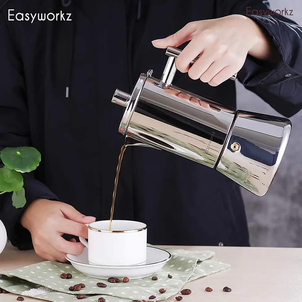 Miniature : Cafetière italienne Easyworkz Diego à induction, en acier inoxydable.