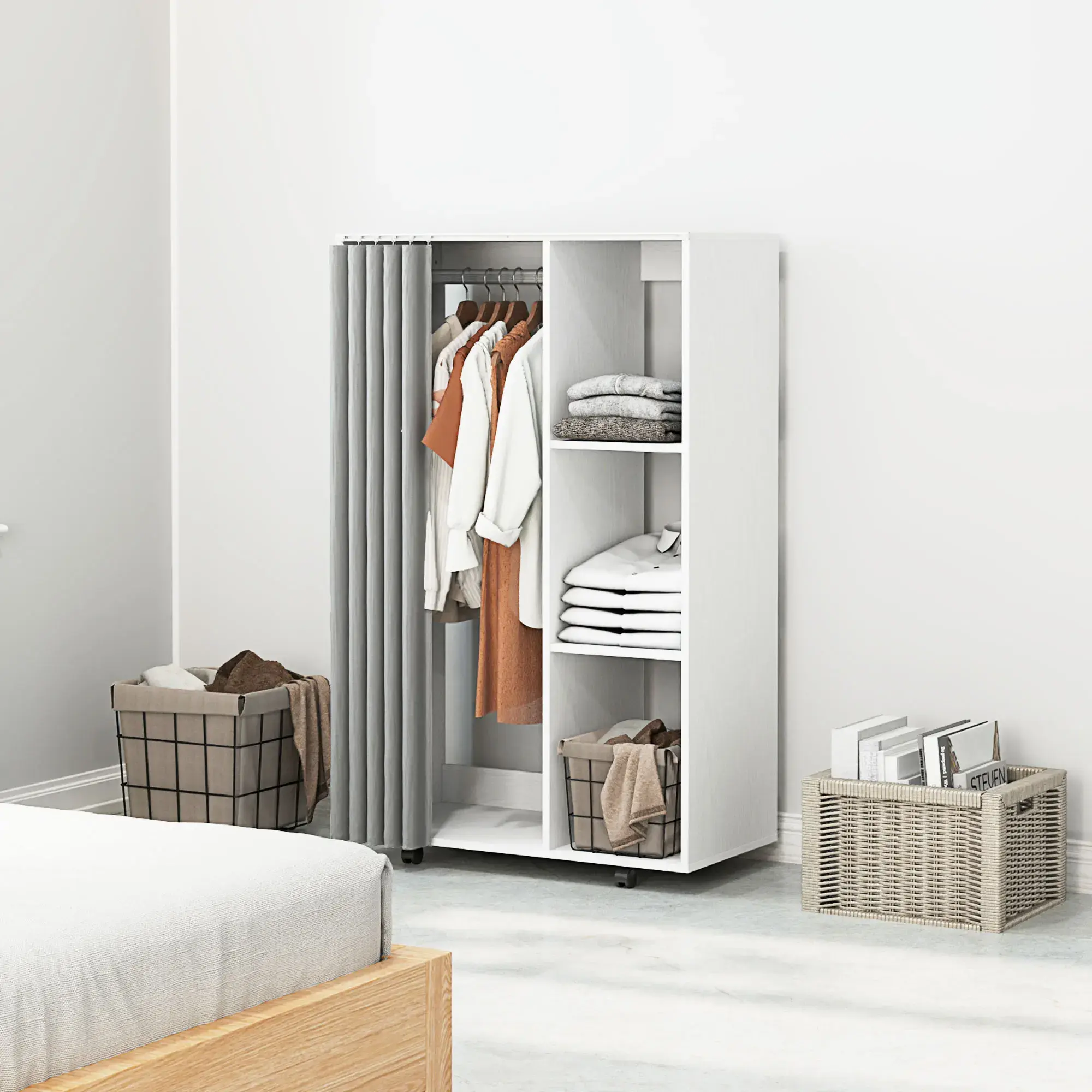 HOMCOM Wardrobe Storage Unit Mobile Cabinet