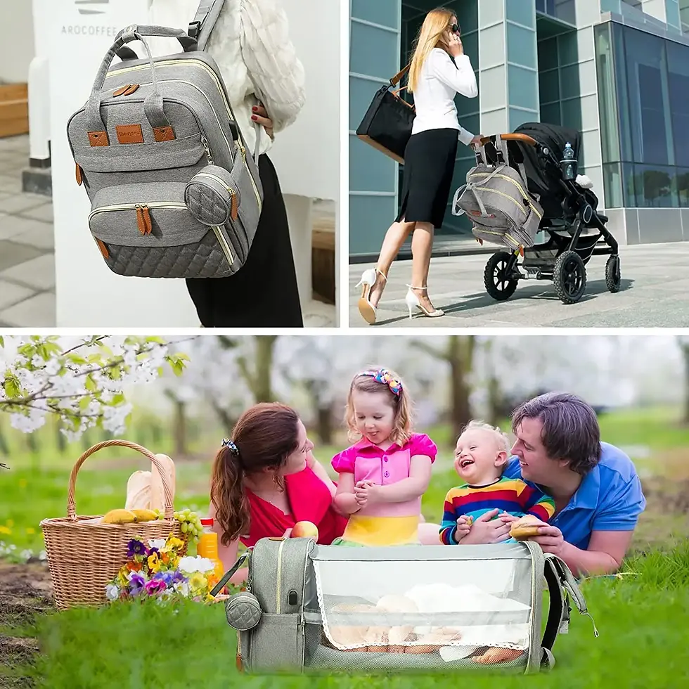 Miniature : 3 in 1 Diaper Bag Backpack Foldable Baby Bed Waterproof Travel