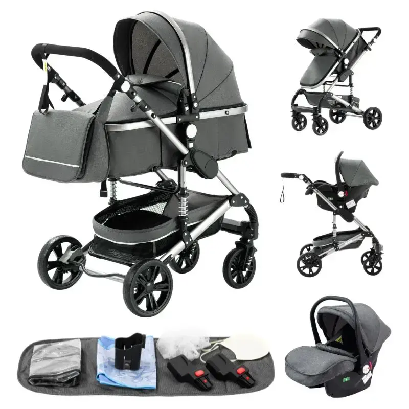 Miniature : Baby Stroller 3 In1,four Wheel Stroller,2 in 1 Baby Car,Lightweight