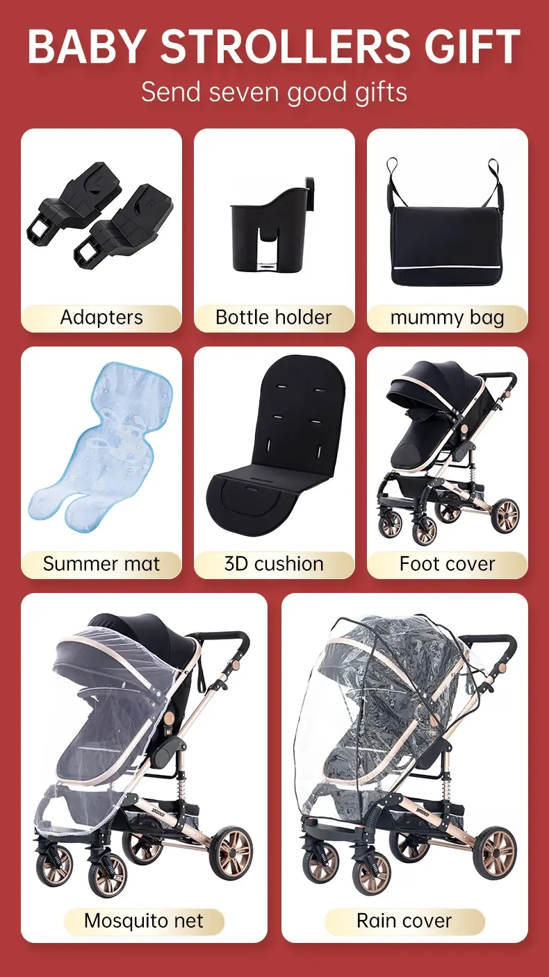 Miniature : Baby Stroller 3 In1,four Wheel Stroller,2 in 1 Baby Car,Lightweight Stroll