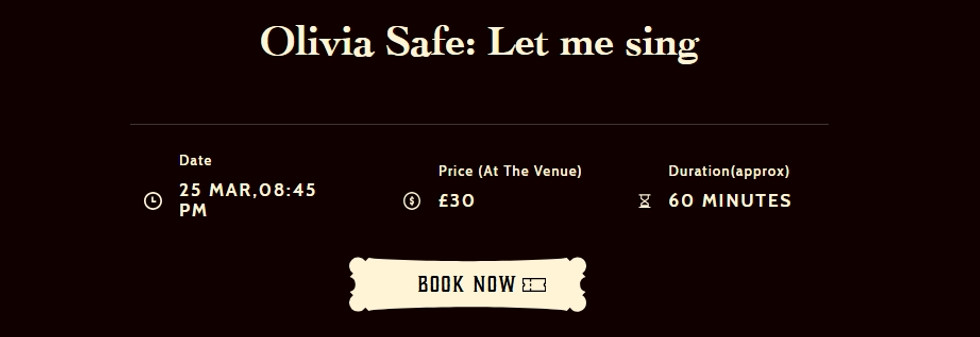 Olivia Safe Classical Singer singing live at Crazy Coqs at Brasserie Zédel  Wednesday, 25 March 2026 8:45 PM