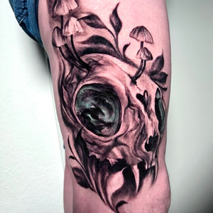 skull wanna do design black grey Stuttgart Tattoo