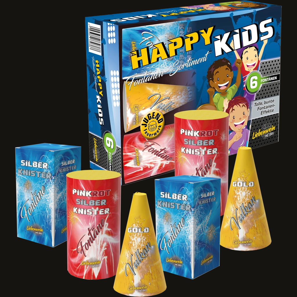 Happy Kids - Ganzjahresfeuerwerk mit verschiedenen Vulkanen und Fontänen.