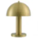 A brass dome table lamp with a brushed gold finish, featuring a rounded dome shade and cylindrical base.