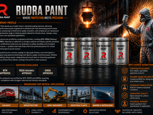 Explore RUDRA PAINT's certified solutions with NTH RDSO (Railway) and GIRDA approved products for industrial excellence