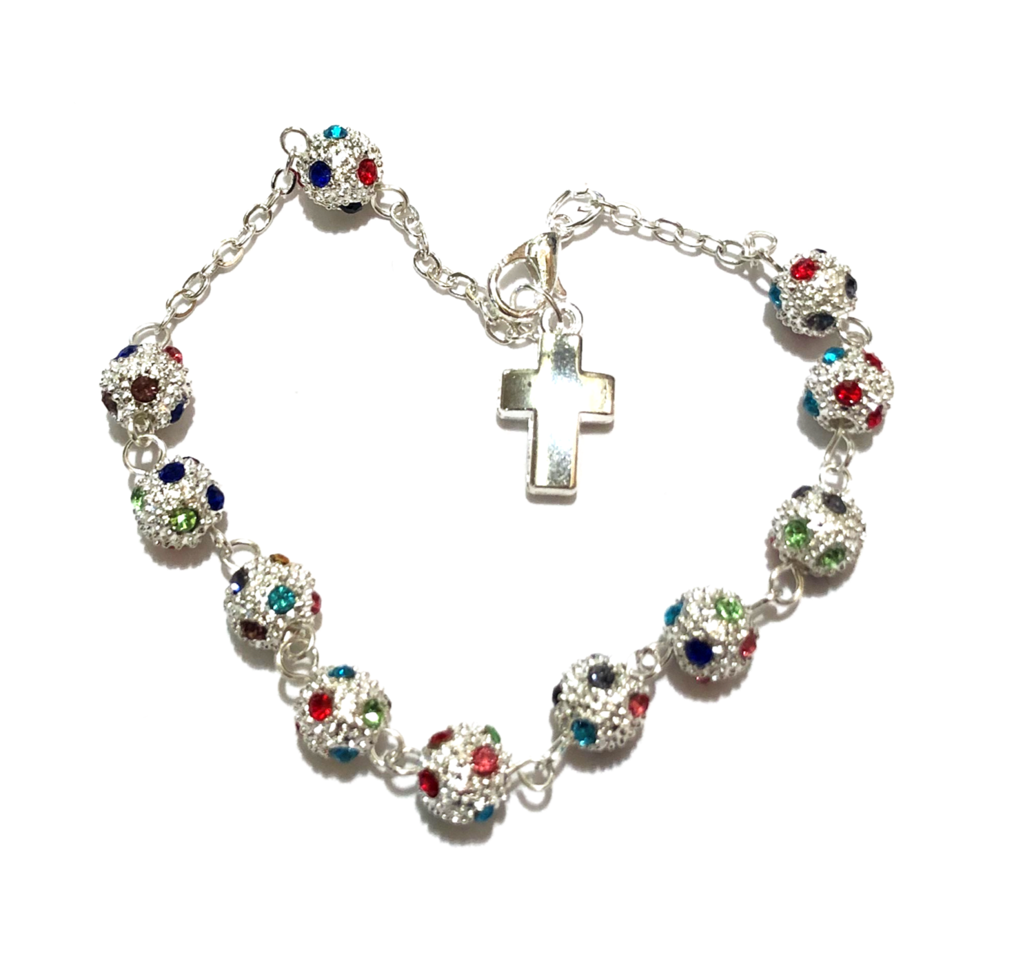 Multicolour Diamonte Rosary Bracelet