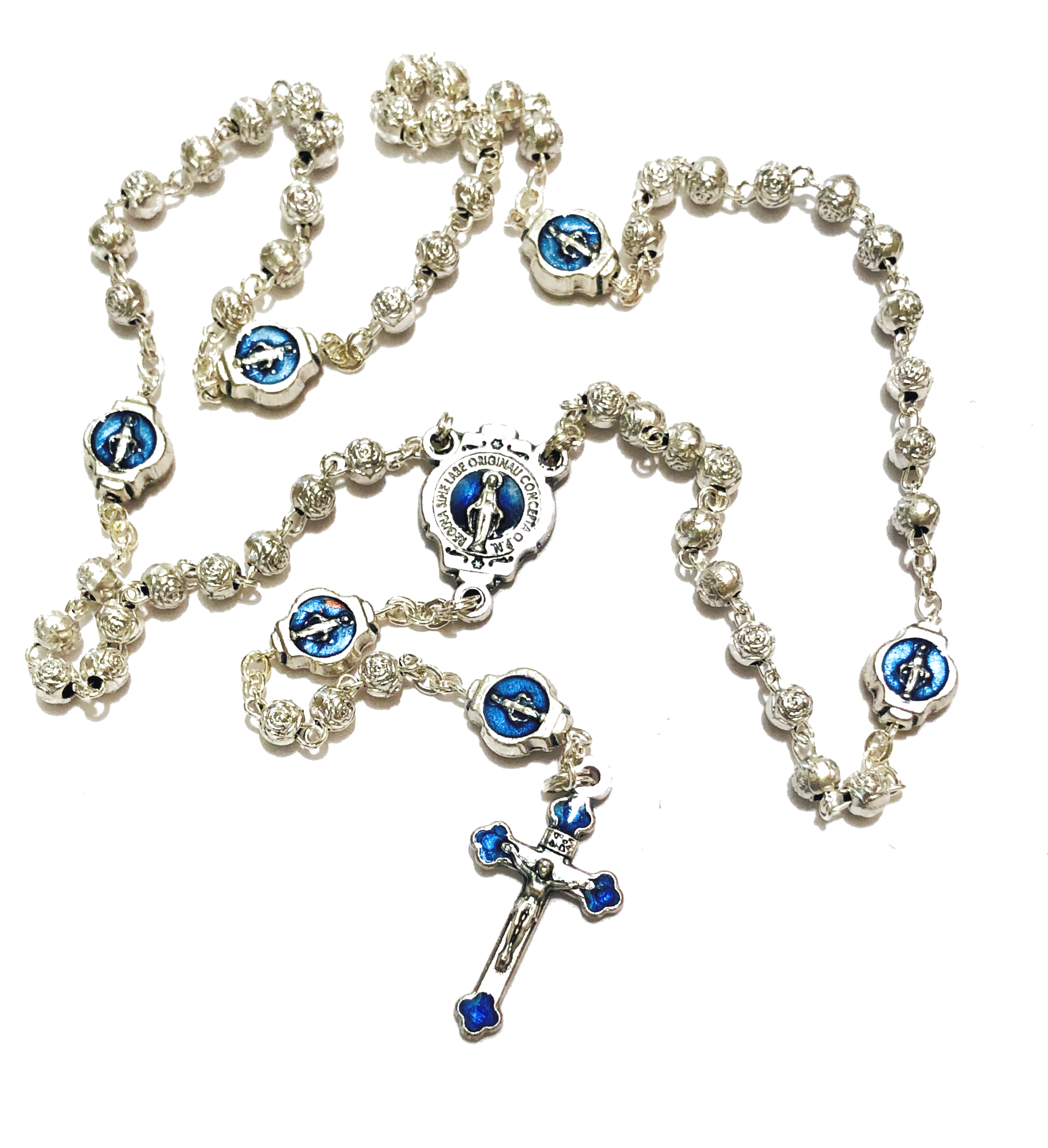 Blue Miraculous Rosary Beads