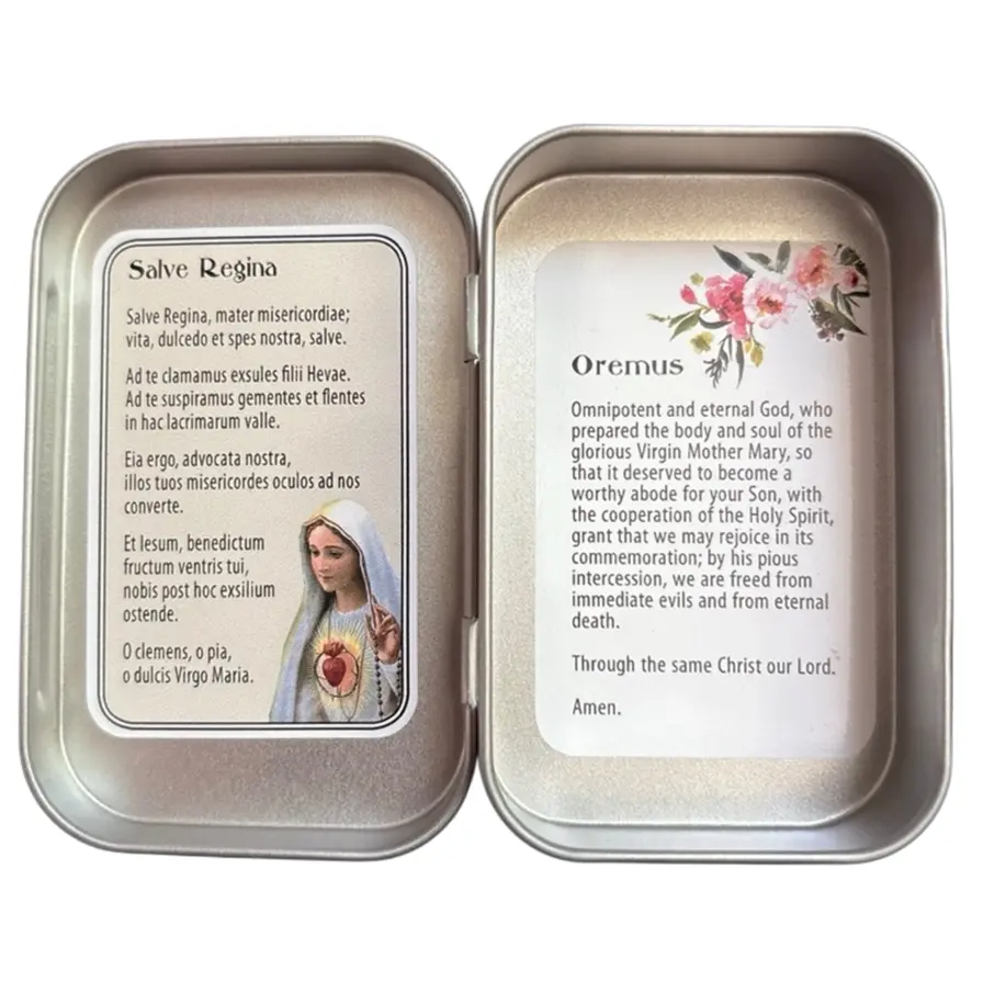 Thumbnail: Wooden Rosary in Tin with Prayer