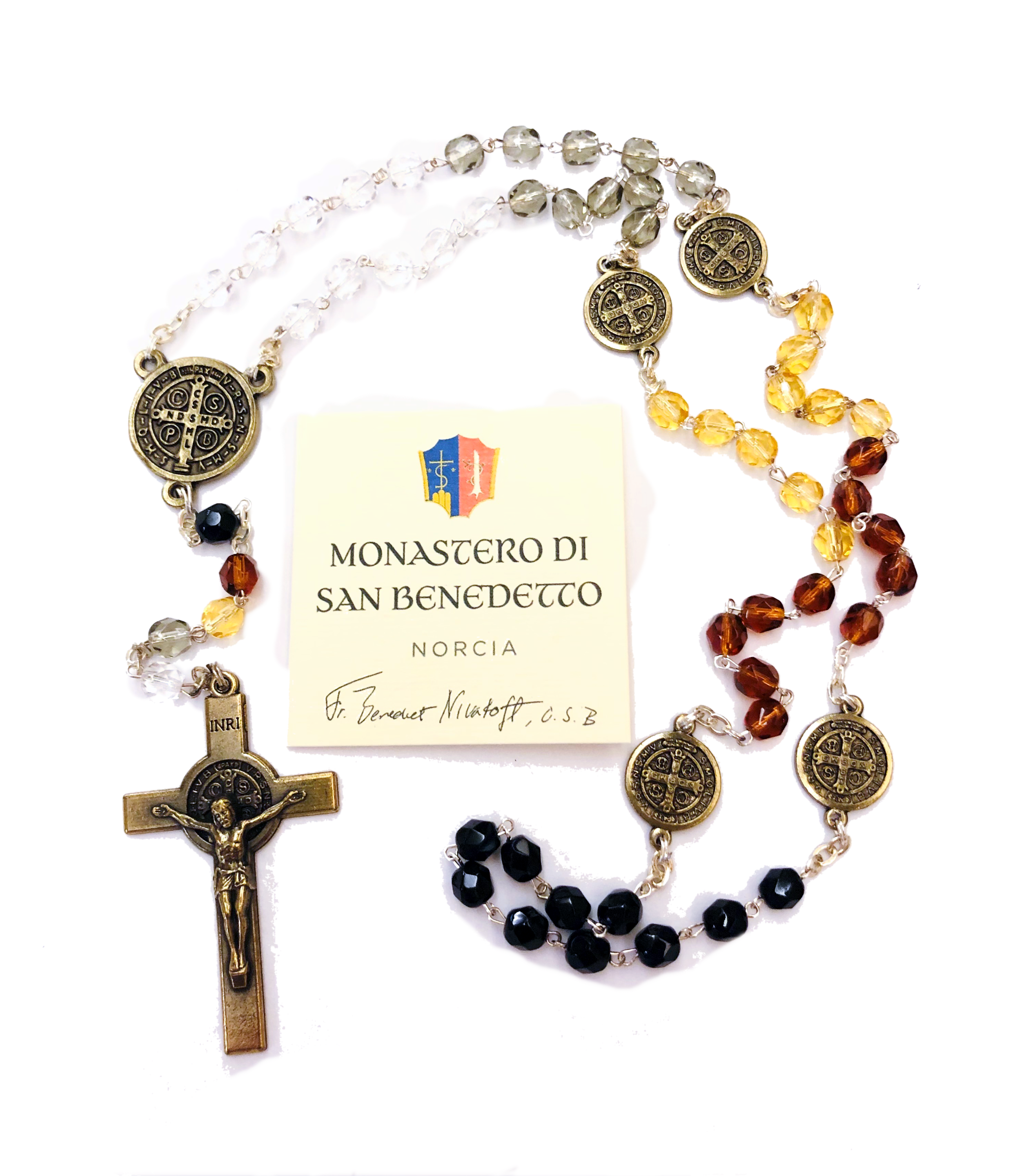 St Benedict Multicoloured Rosary Beads