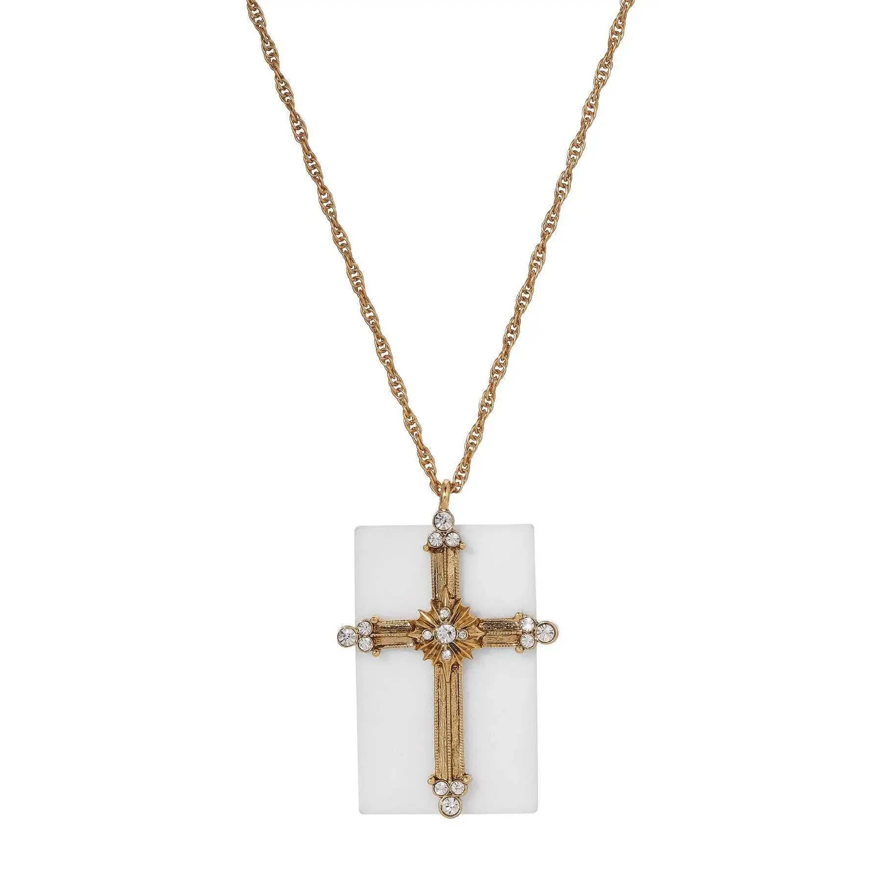 Radiant Crystal Cross & White Quartz Gemstone Pendant