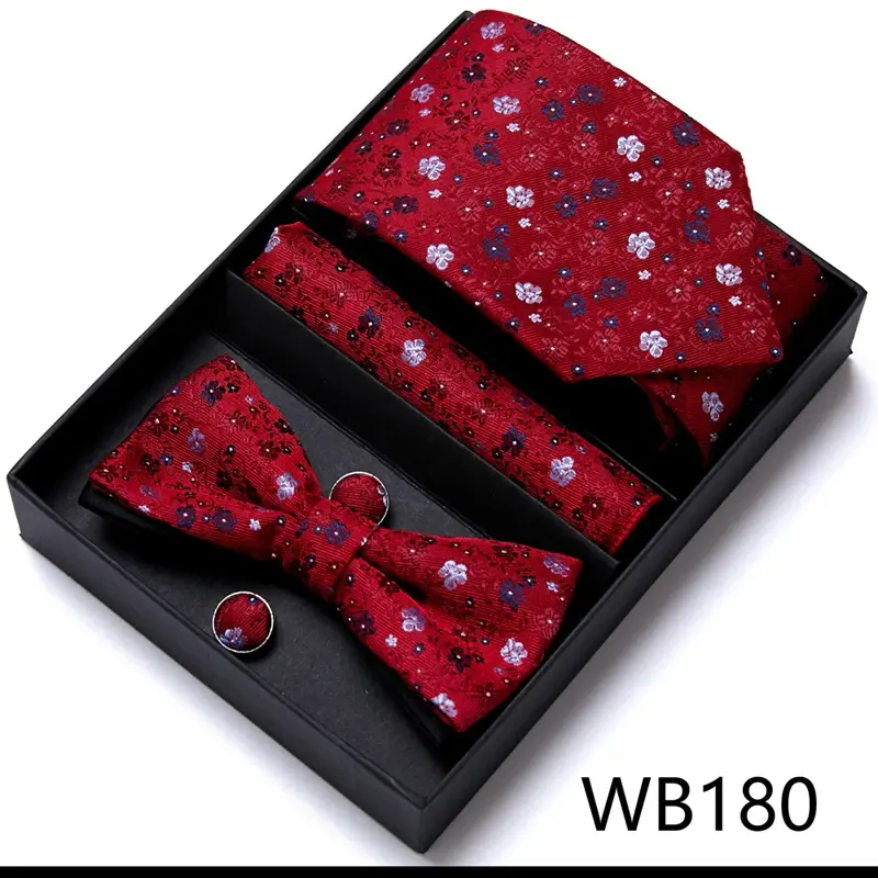 Thumbnail: Tie for Men Formal Dress Tuxedo NeckTie Handkerchief Bow Tie Set PlaisyParty