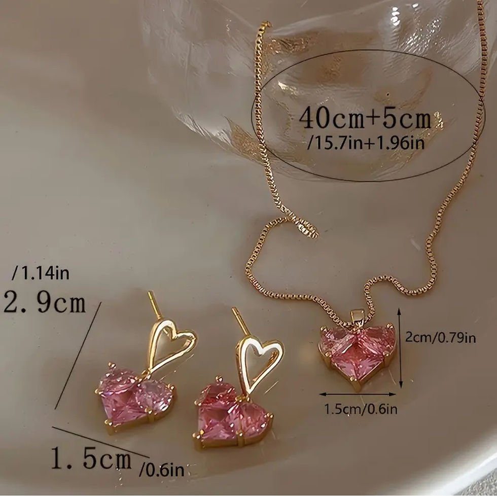 Thumbnail: Beautiful Pink Gold Heart Jewelry Set
