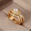 Thumbnail: Women Gold Wedding Double Ring Set