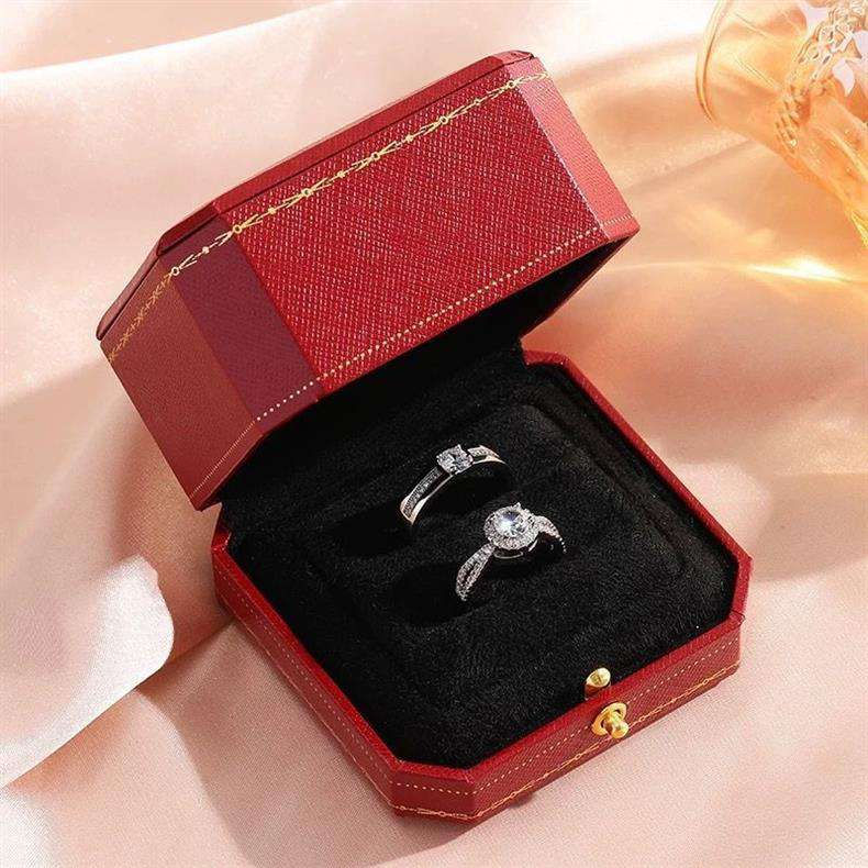 Thumbnail: GFA901 Adjustable Couples Platinum Diamond Wedding Ring Set + Free Box