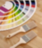 Paint shop banner. Composition with brushes, color chart and paint containers._edited.jpg