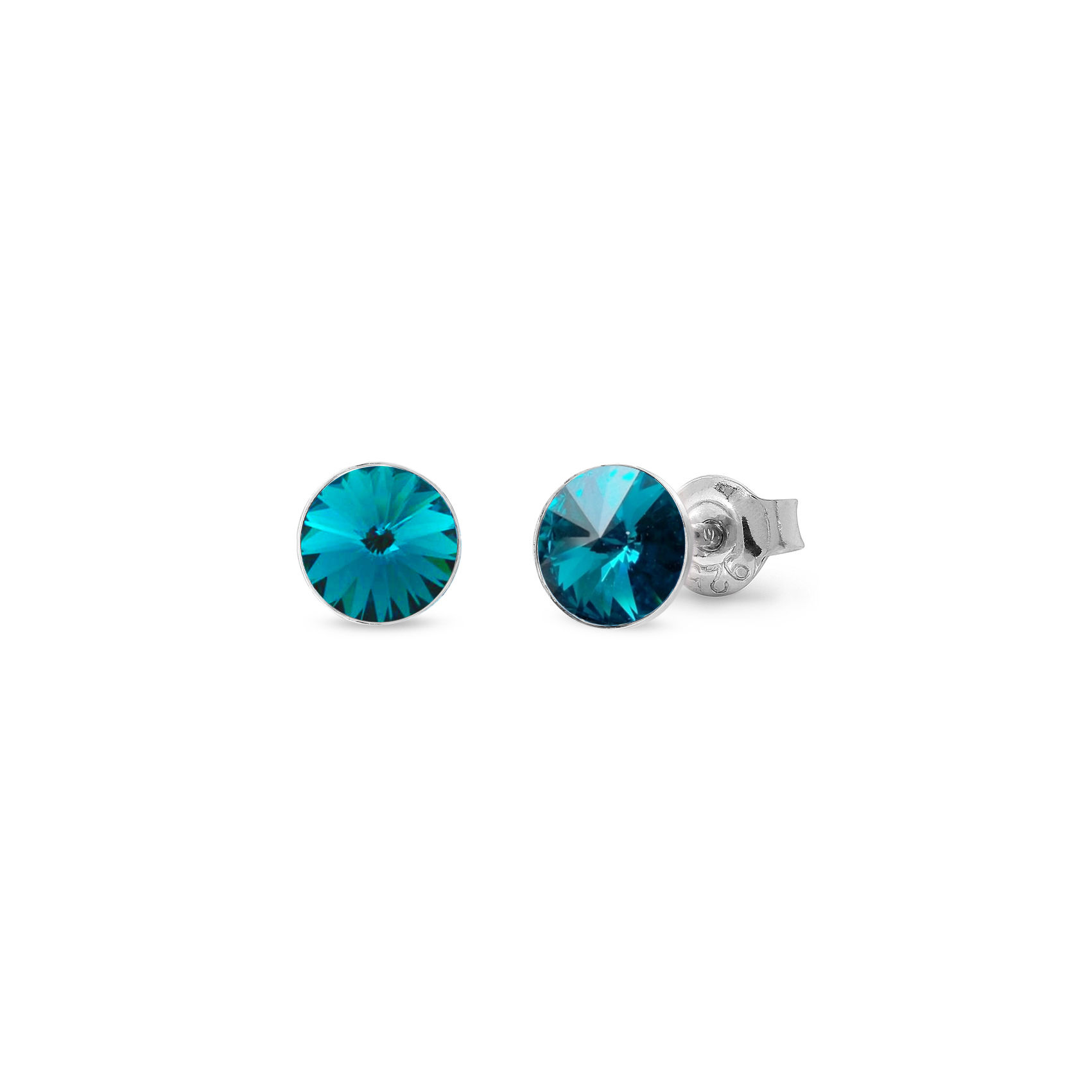 29-BZ Blue Zircon Crystal Stud Earrings