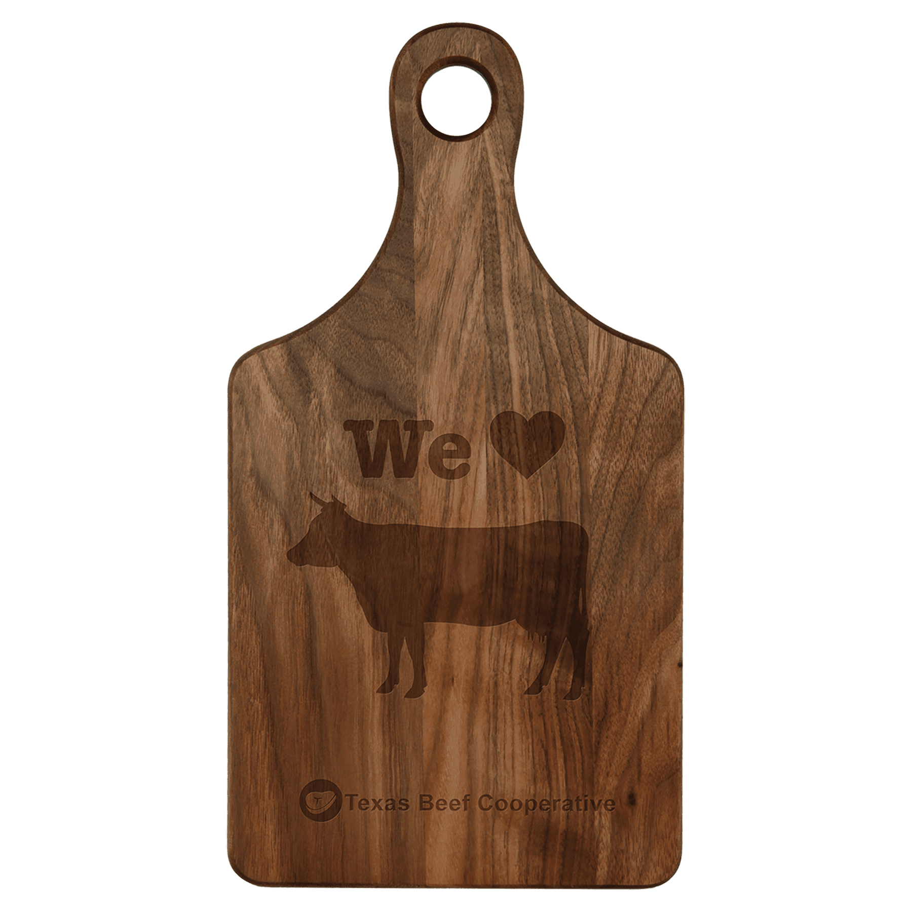 Engraved Walnut Paddle Shape Cutting Board – 13 1/2" x 7"
