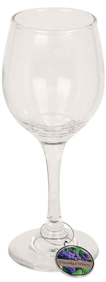 Engraved Wine Glass Charm with 1" Insert Holder - Silver Zinc Alloy