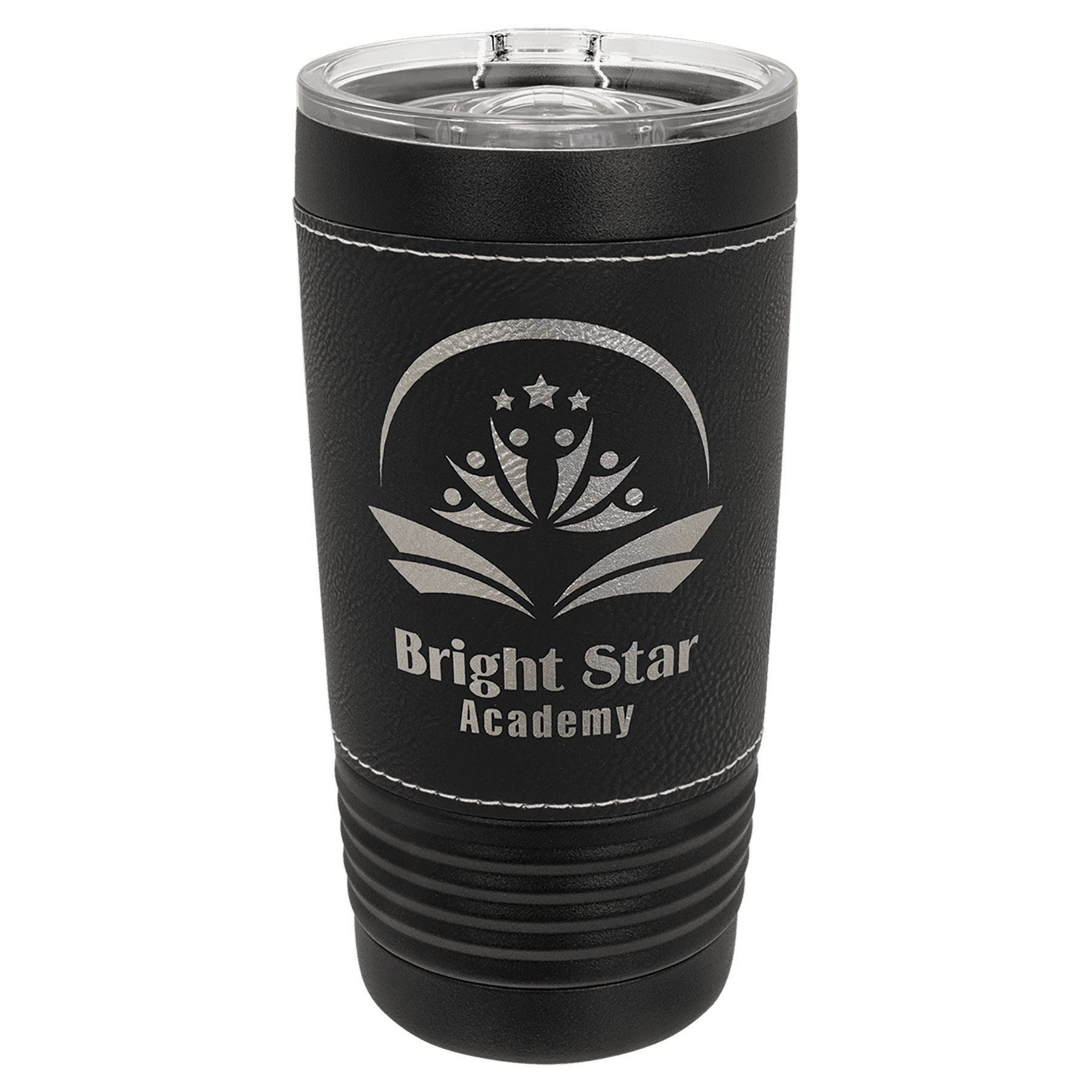 Polar Camel Black Leatherette Tumbler with Slider Lid – 20 oz, Black/S