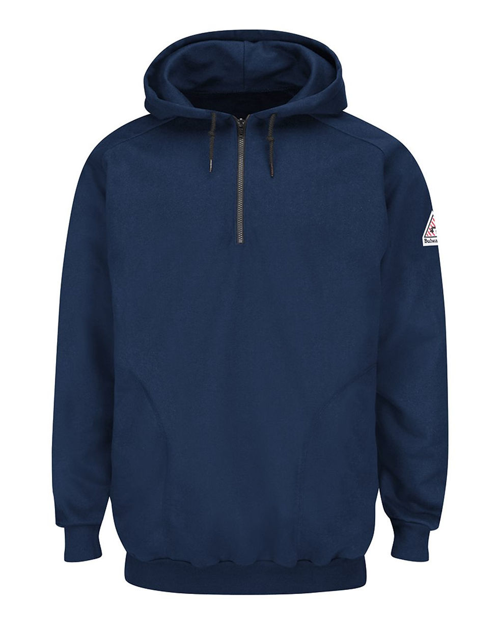 Bulwark SEH8 FR Quarter-Zip Hooded Sweatshirt in Navy