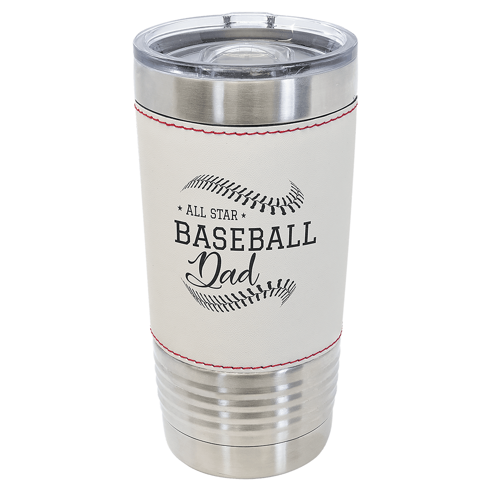 Engraved Polar Camel Baseball Tumbler with Slider Lid – 20 oz, White