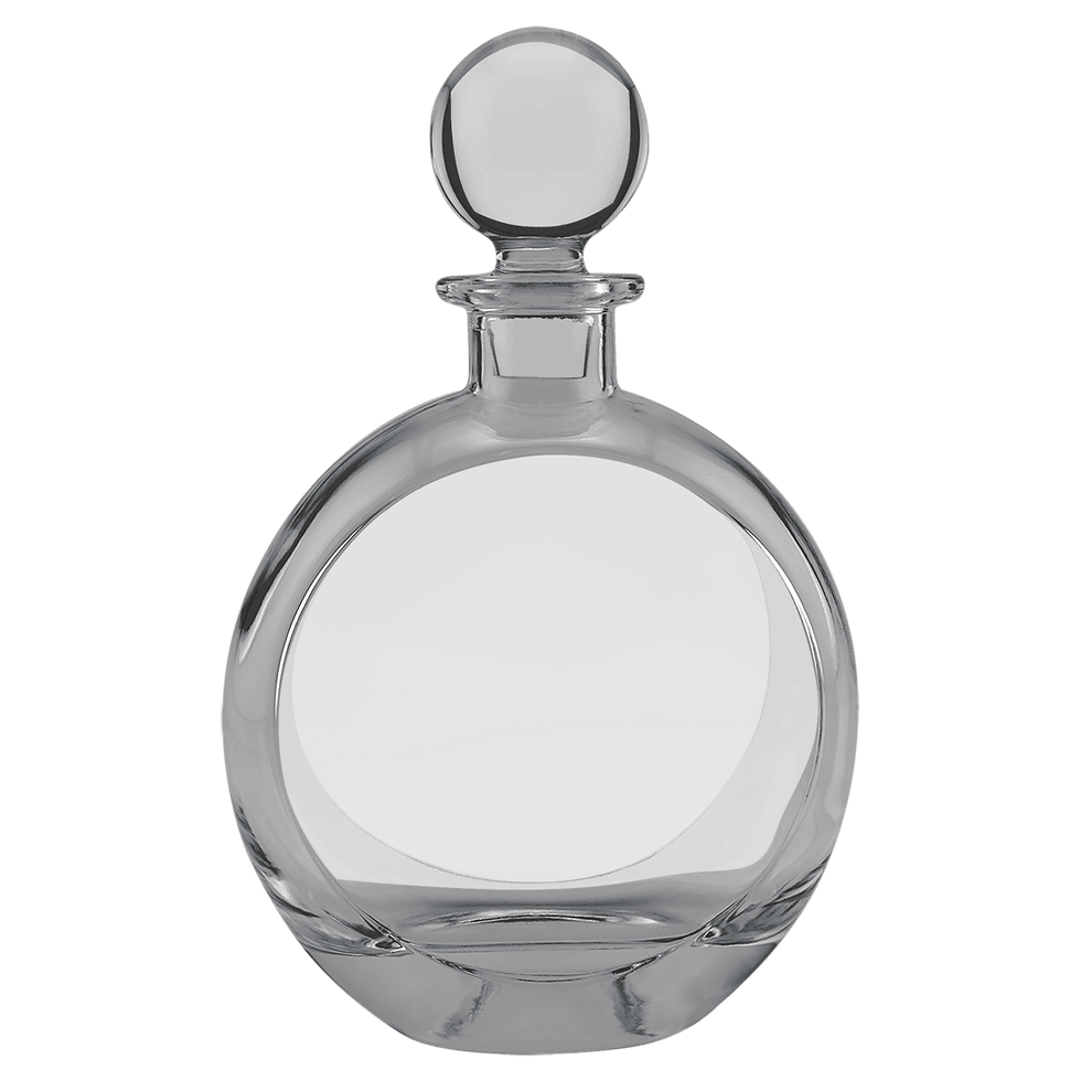 Engraved Polar Camel Flat Round Glass Decanter in Gift Box – 750 mL