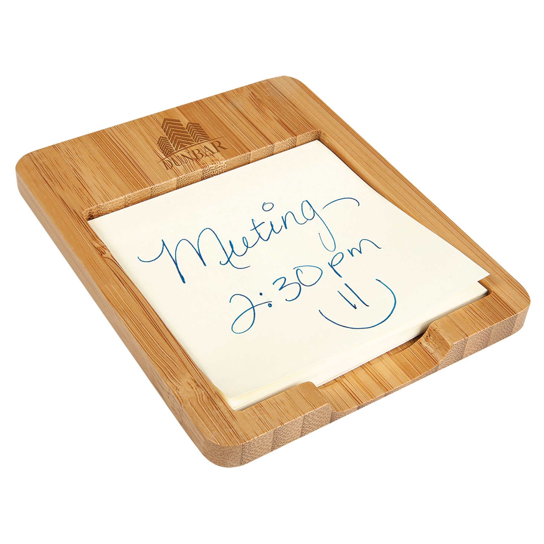Engraved Bamboo Sticky Note Holder - 3 5/8" x 4 1/2", Natural Bamboo