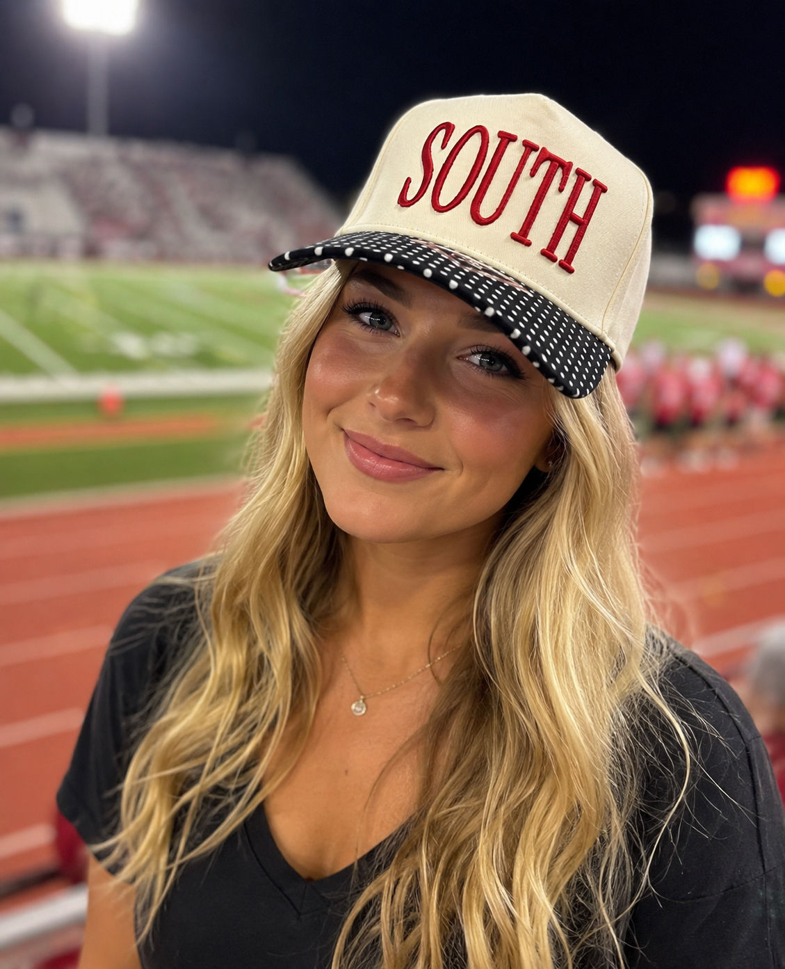 SOUTH Puff Embroidered Polka Dot/ Leopard Cap
