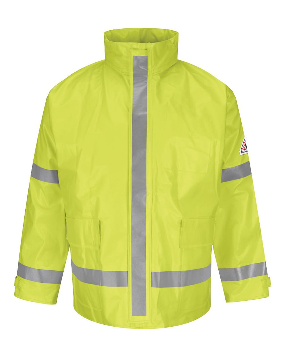 Bulwark JXN6 FR Hi-Vis Rain Jacket in Hi-Vis Yellow/Green