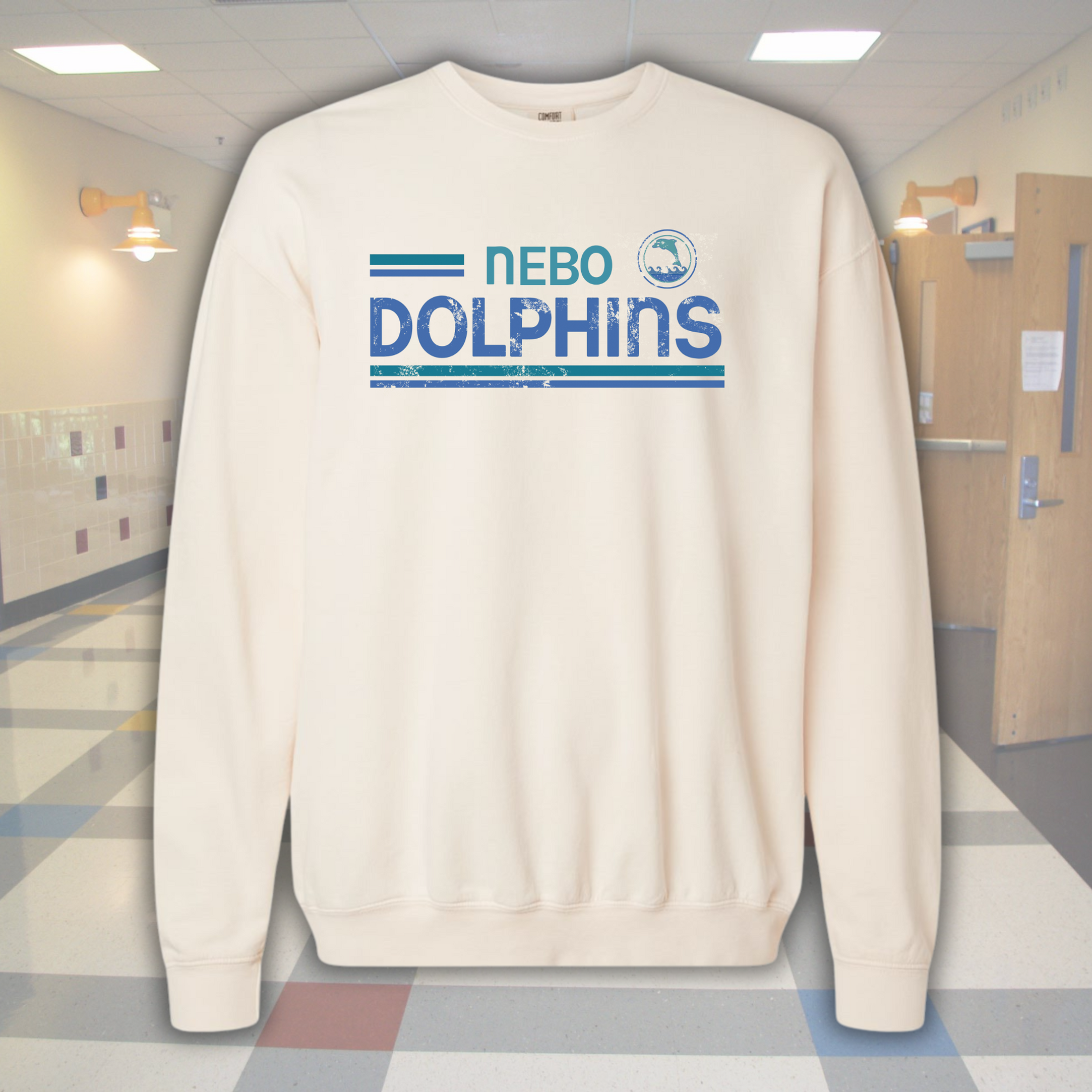 Nebo Elementary Dolphins Retro Solid Sweatshirt