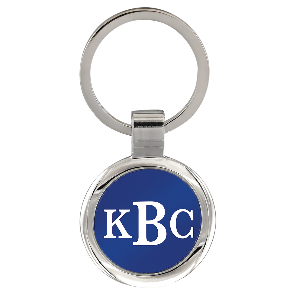 Engraved 3" Round Keychain - Blue, Zinc Alloy